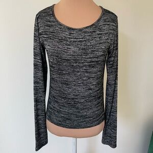Rag & Bone/JEAN Black Gray Heather Knit Long-Sleeve Round Neck Top EUC Size S